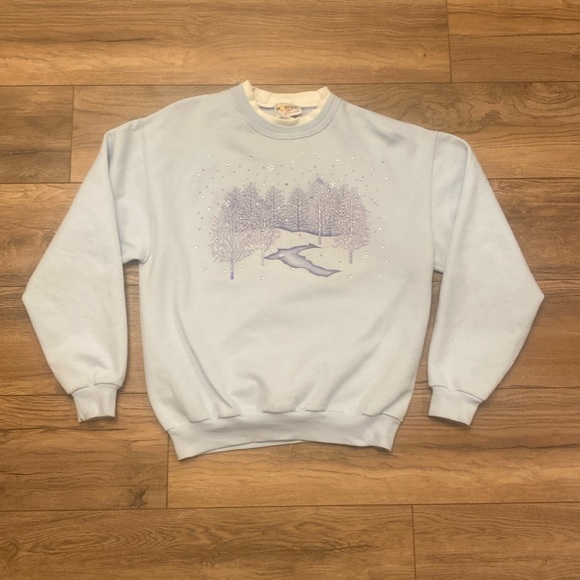 Vintage 90s Winter Wonderland Morning Sun Crewneck Sweatshirt Size Medium - Picture 1 of 5